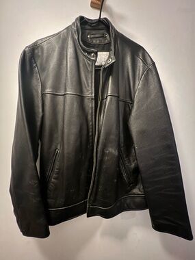 Wilsons Leather Black Men's Bomber Jacket with Stand Collar